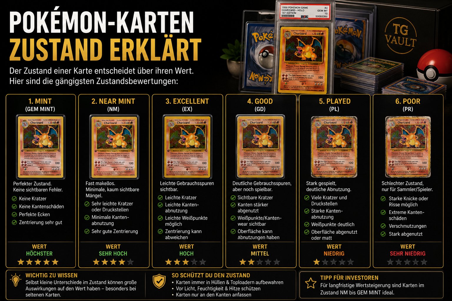 Pokémon-Karten Zustand erklärt
