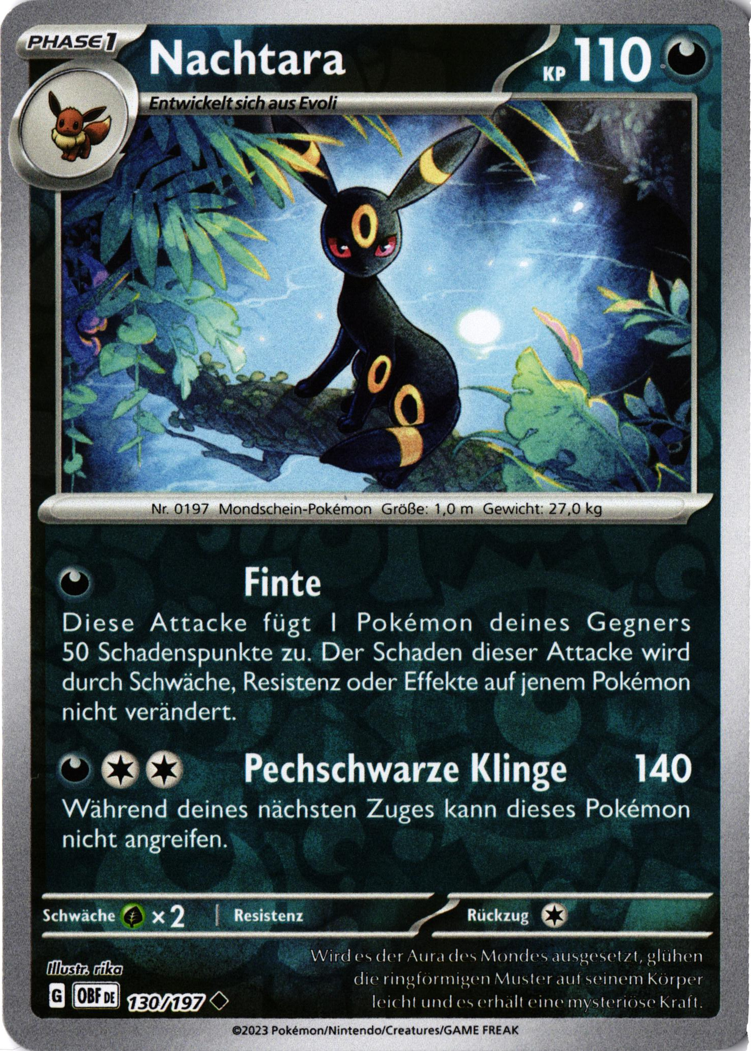 Nachtara Obsidian Flames moderne Pokémon Karte