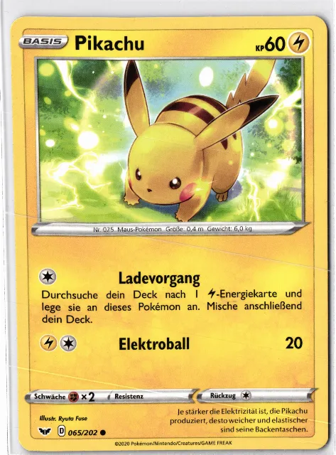 Pikachu Sword & Shield / Schwert & Schild 065/202 Vorderseite