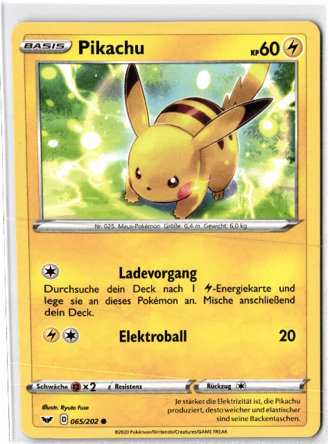 Pikachu Sword & Shield / Schwert & Schild 065/202 Vorderseite