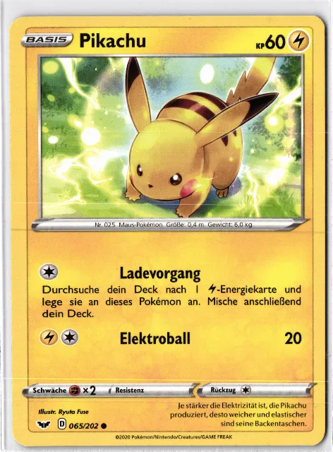 Pikachu Sword & Shield / Schwert & Schild 065/202 Vorderseite