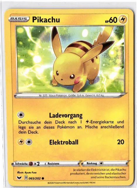 Pikachu Sword & Shield / Schwert & Schild 065/202 Vorderseite