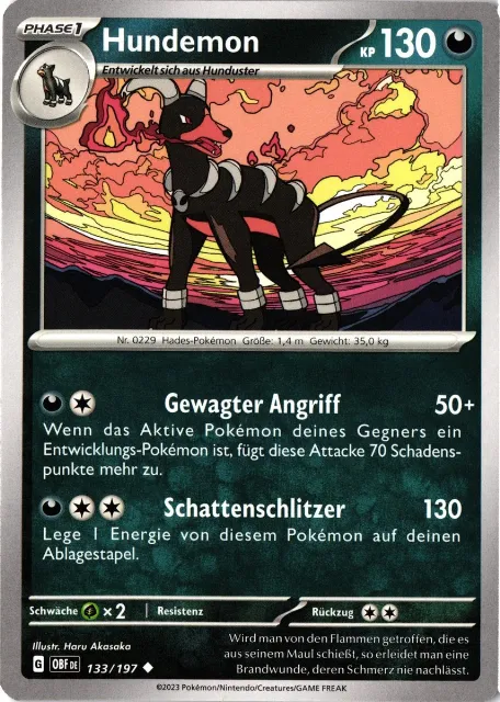 Hundemon Obsidianflammen 133/197 Vorderseite