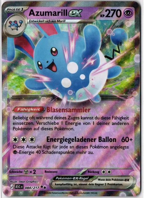 Azumarill ex Erhabene Helden 084/217 Vorderseite
