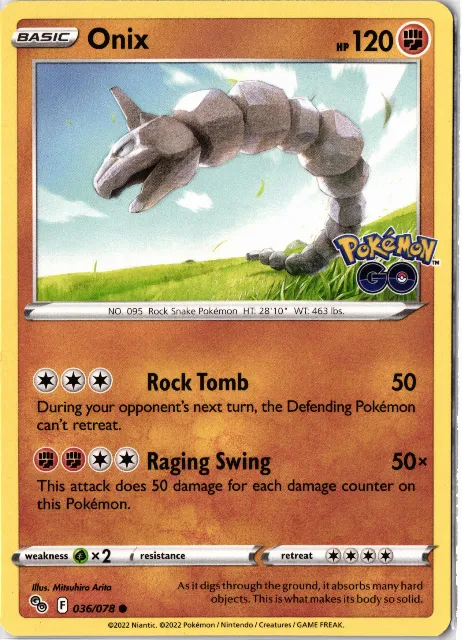 Onix Pokémon GO 036/078 Vorderseite