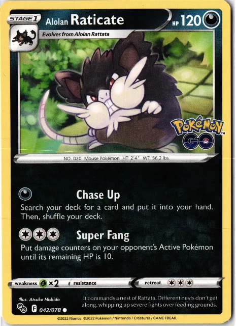 Alolan Raticate Pokémon GO 042/078 Vorderseite