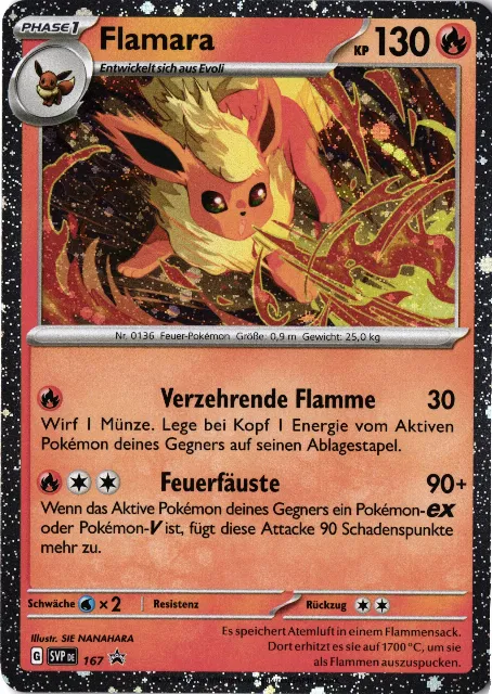 Eigener TG-Vault-Scan: Flamara – SVP 167 Promo, deutscher Originalkartenscan