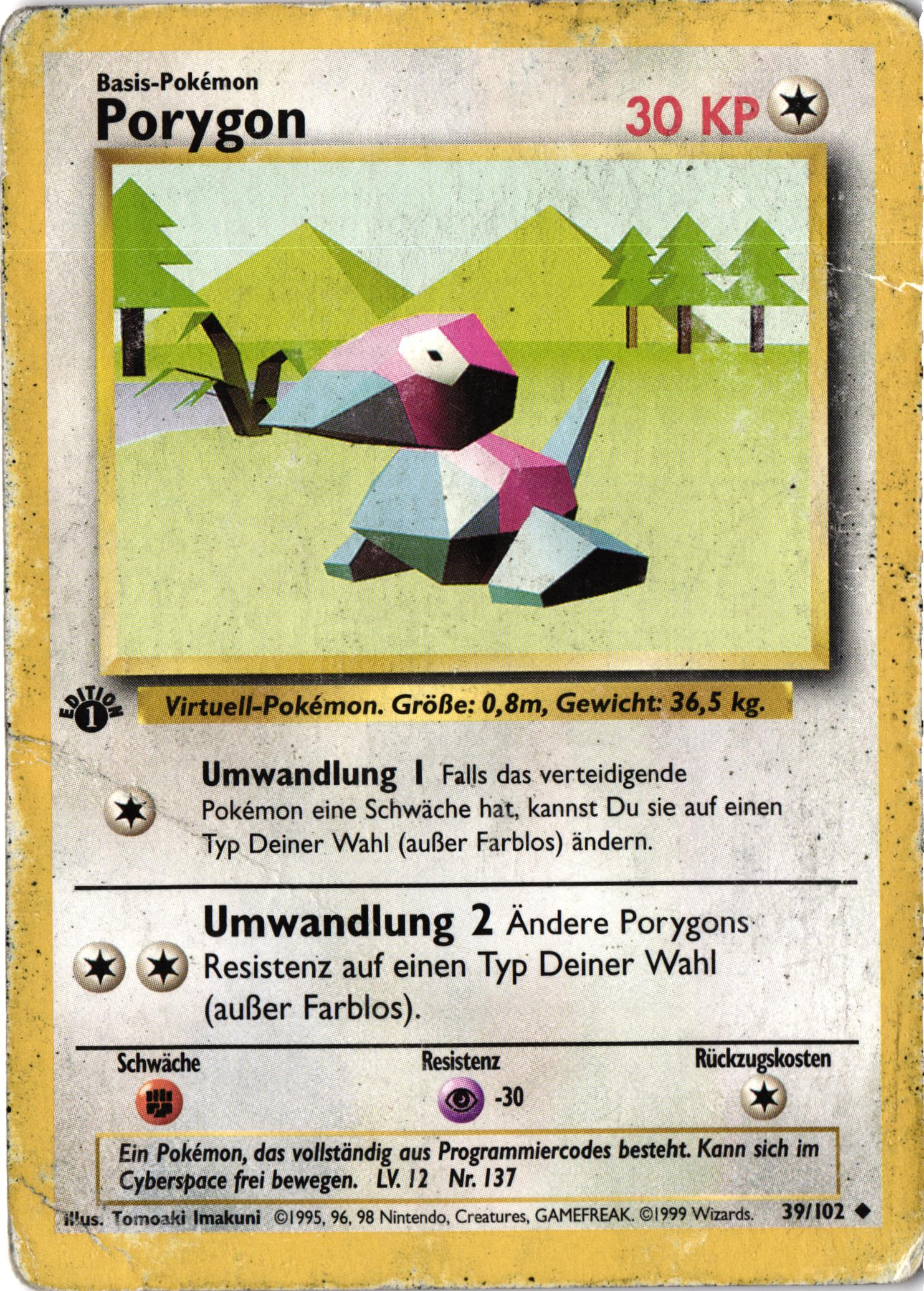 Porygon Base Set 1st Edition Vintage Pokémon Karte