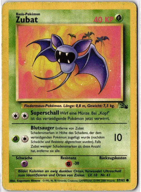 Zubat Fossil 57/62 Vorderseite