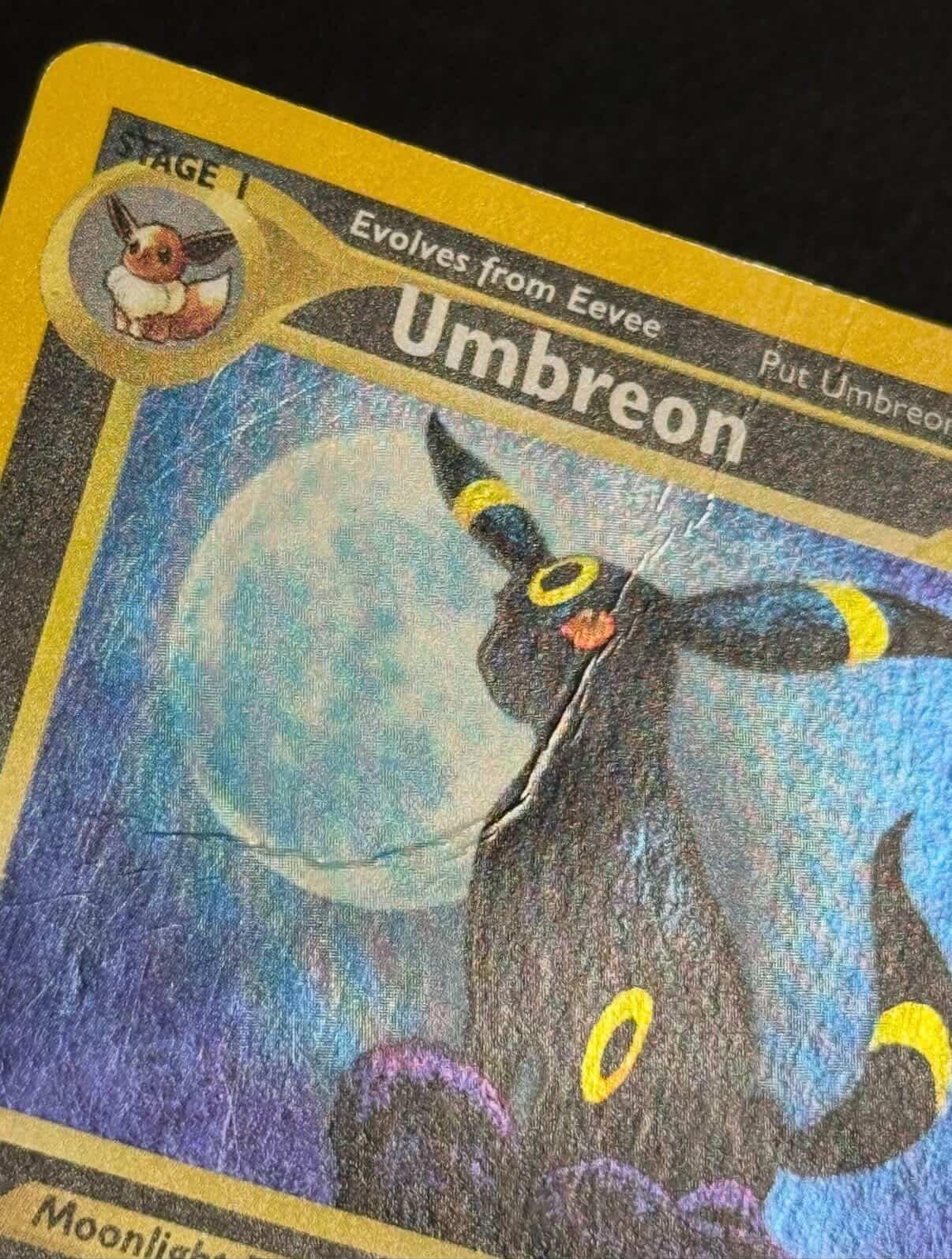 Umbreon Neo Discovery 13/75 Gesamtzustand vor der Aufbereitung – Played-Zustand mit