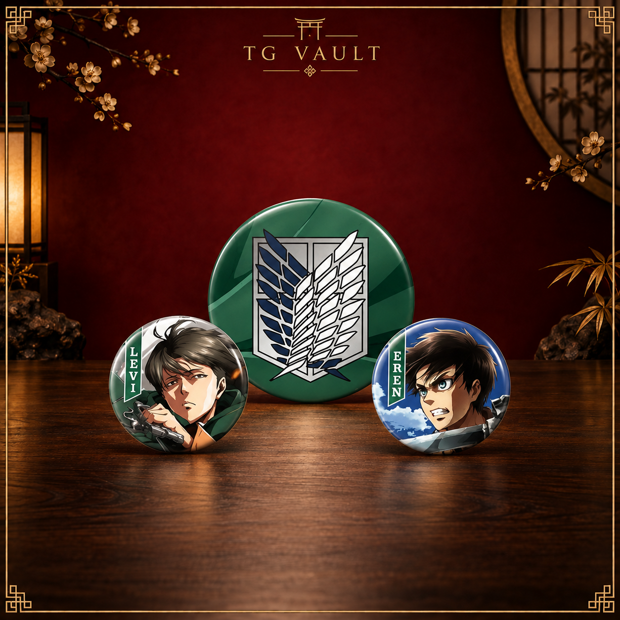 ABYstyle Attack on Titan Eren & Levi Badge Pack - 3 Pins