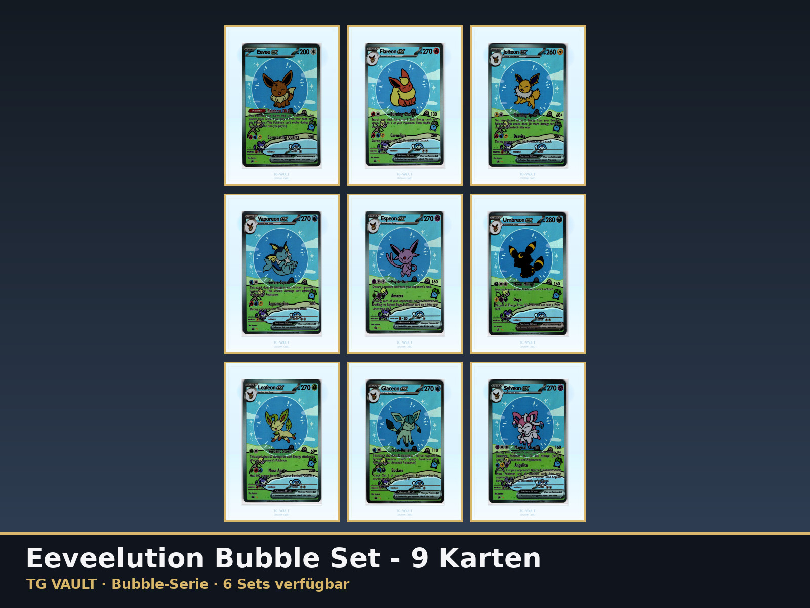 Eeveelution Bubble Set Custom Cards – Evoli und alle Entwicklungen