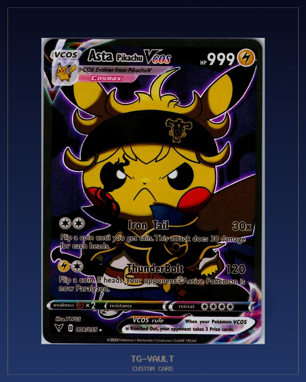 Pikachu als Asta Custom Card Black Clover
