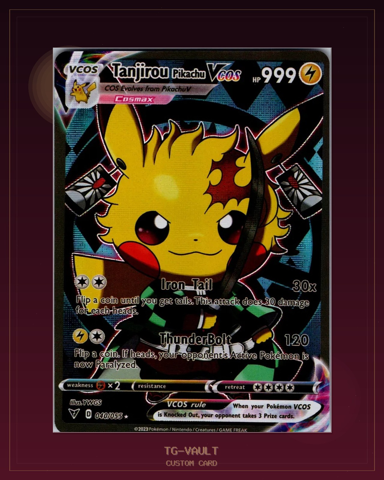 Pikachu als Tanjirou Custom Card Demon Slayer