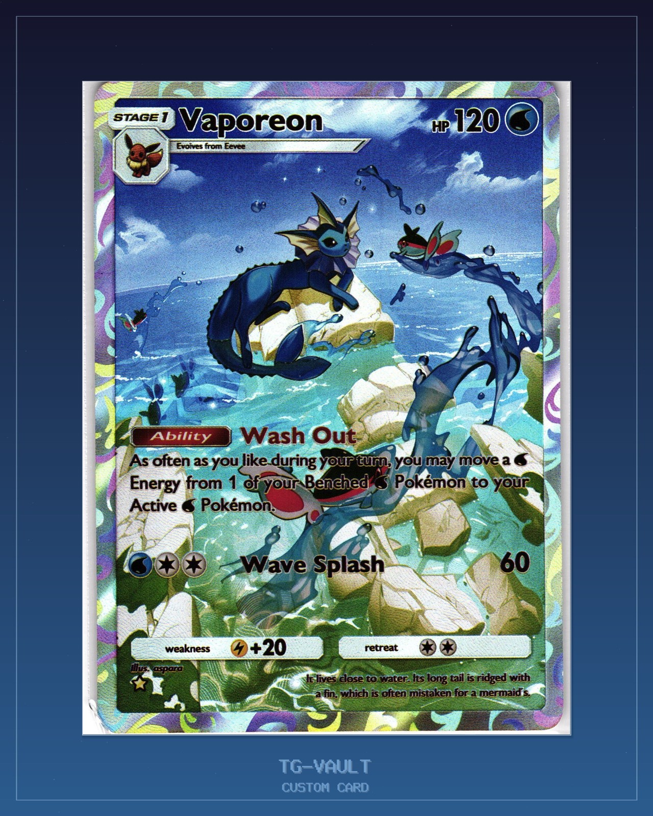 Aquana Vaporeon Custom Card Fan Art