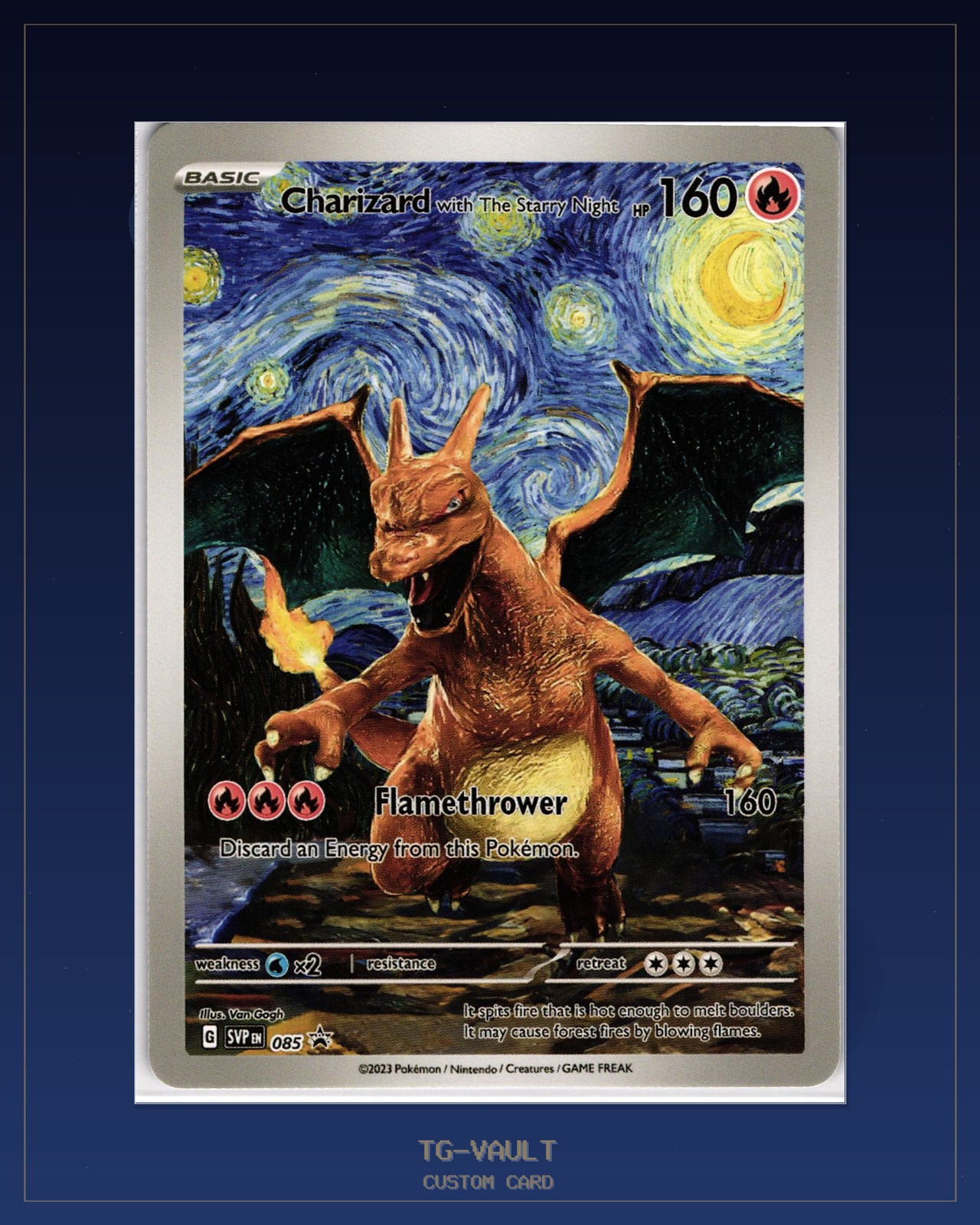Charizard Glurak Van Gogh Starry Night Custom Card