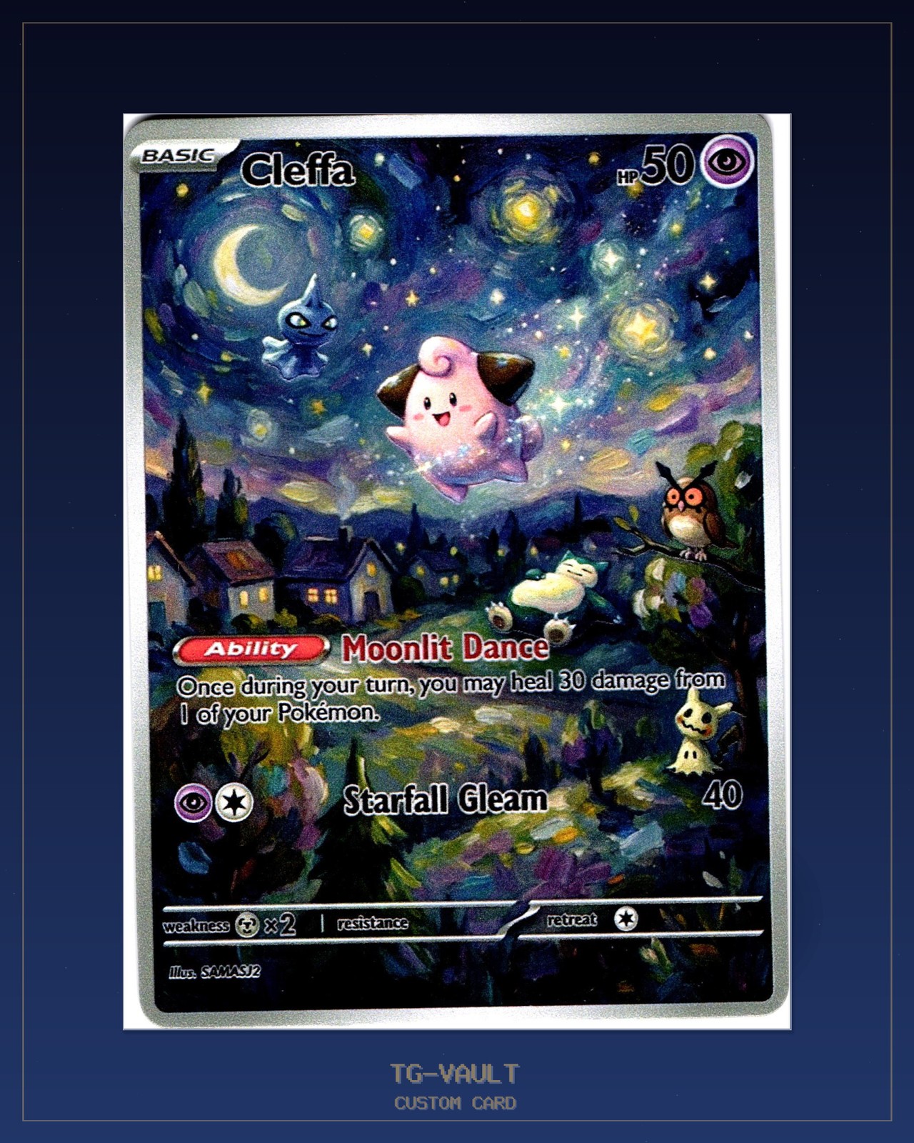 Piepi Cleffa Van Gogh Starry Night Custom Card