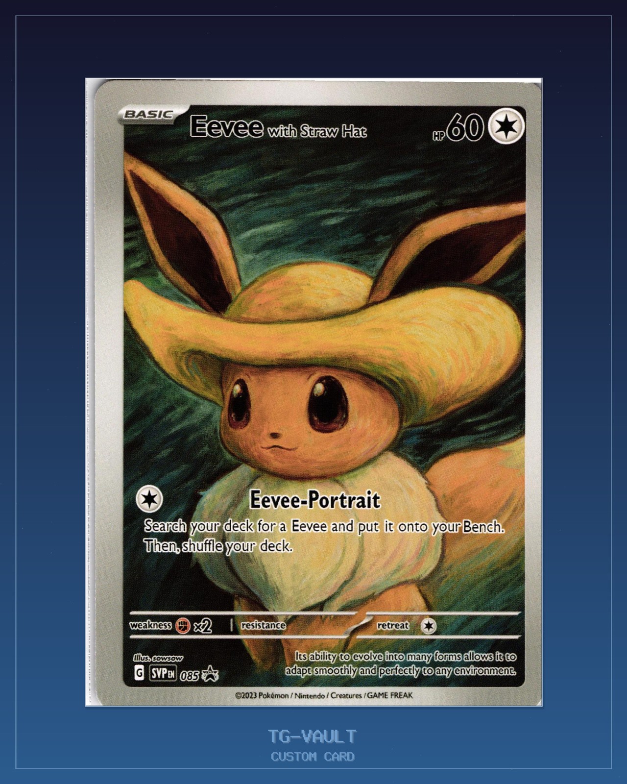 Evoli Straw Hat Van Gogh Selbstporträt Custom Card