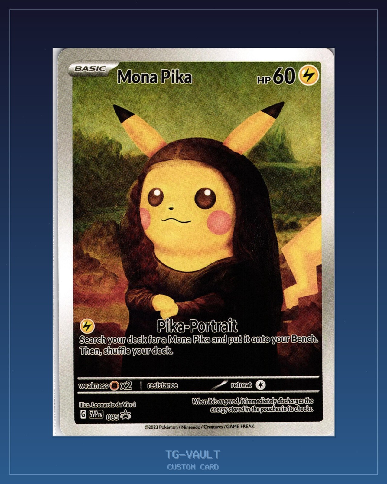 Mona-Pika Pikachu Van Gogh Porträt Custom Card