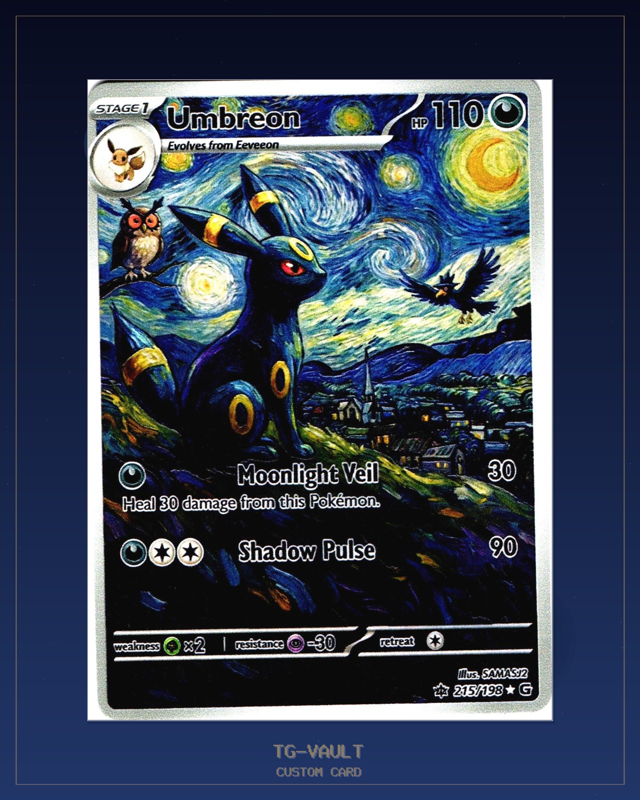 Nachtara Umbreon Van Gogh Starry Night Custom Card